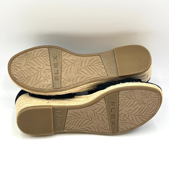 Lifestride Size 5 Siesta Black‎ Microsuede Espadrilles Wedges Sandals Shoes - Picture 9 of 13